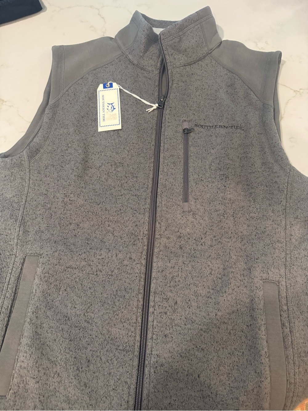 Southern Tide Gray Men’s Full-Zip Fleece Vest